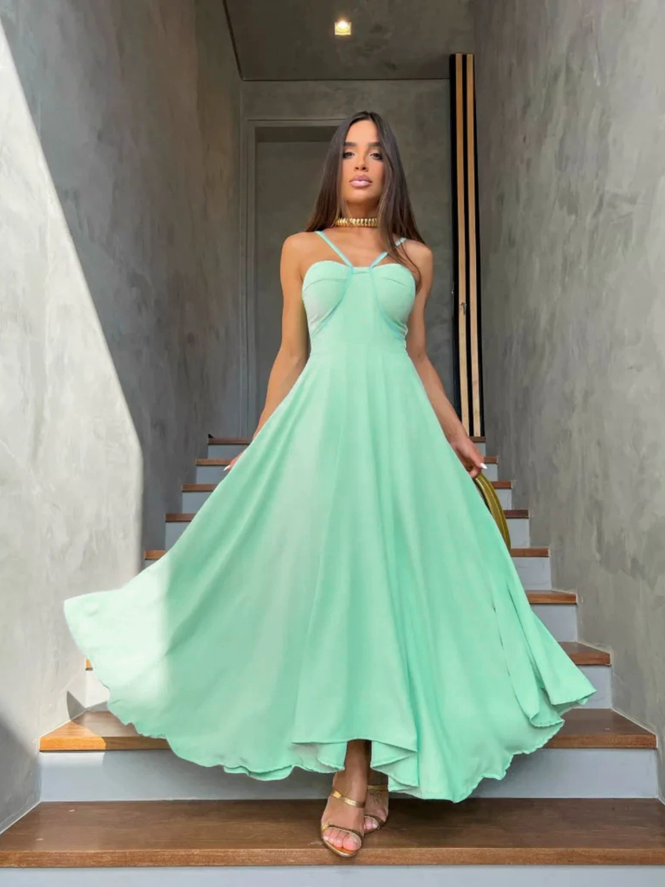 Spaghetti Strap Sweetheart Maxi Dress view 4