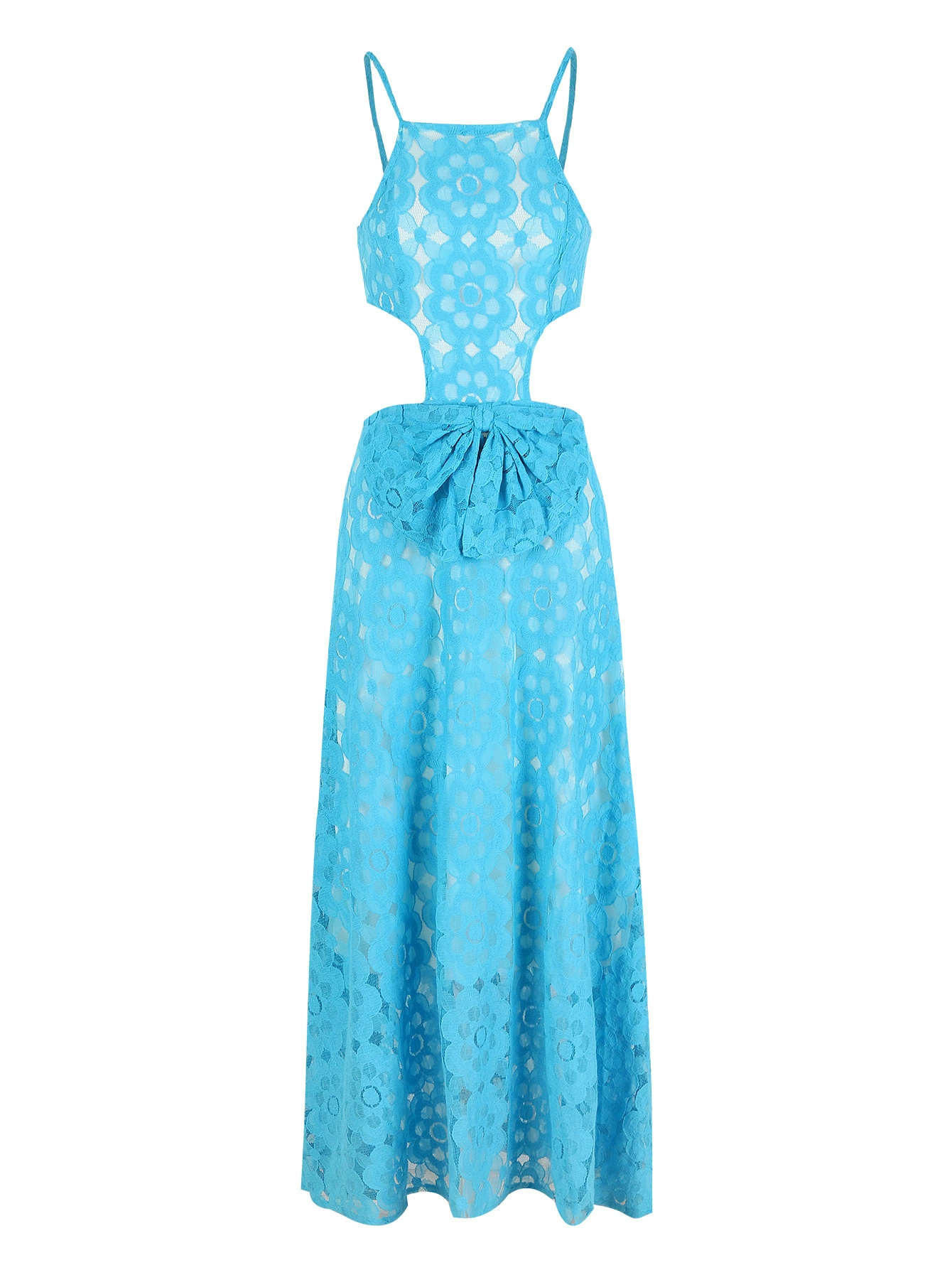 Halter Neck Cutout Waist Maxi Dress with Tie Back view 4