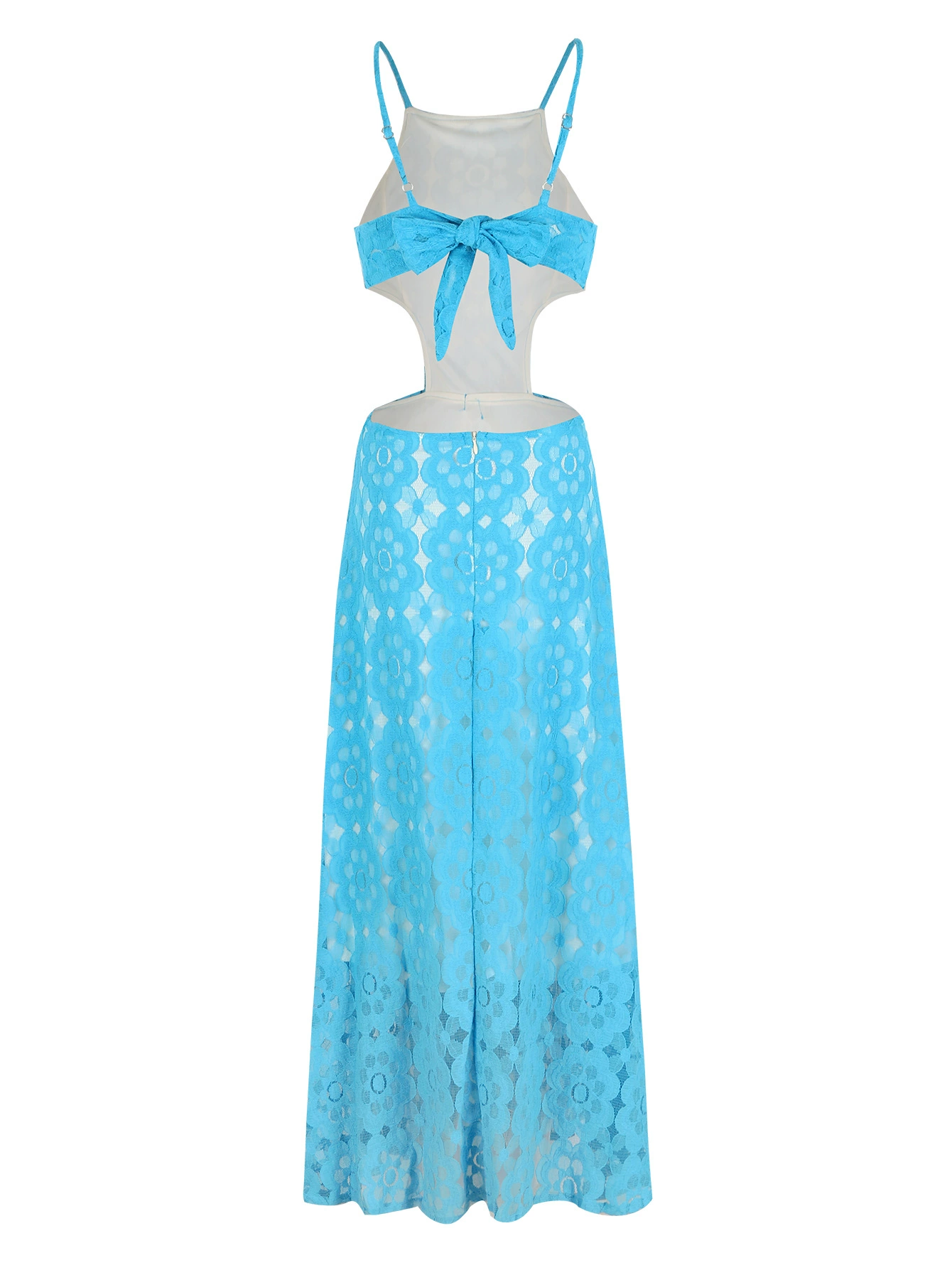 Halter Neck Cutout Waist Maxi Dress with Tie Back view 5
