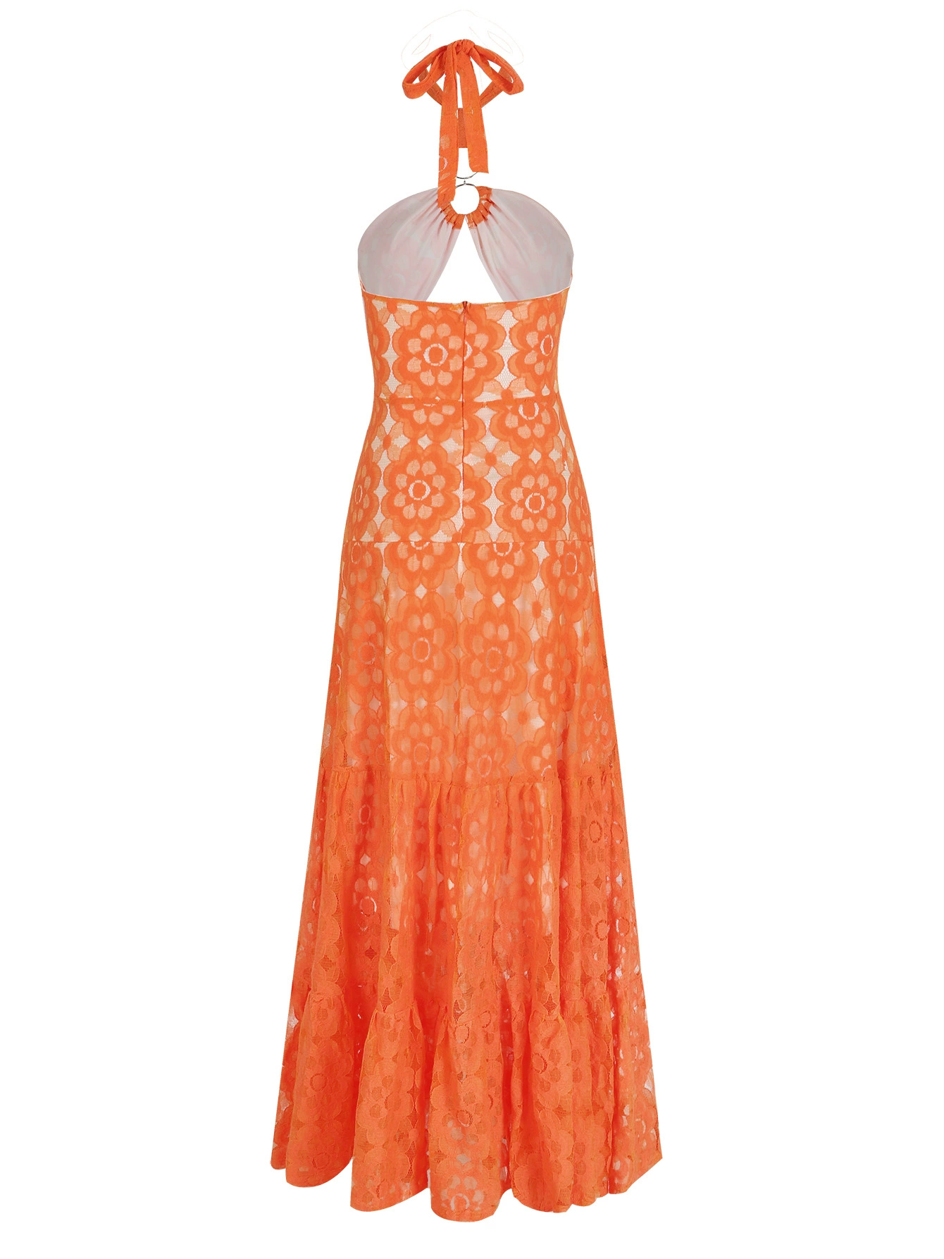 Halter Neck Cutout Waist Maxi Dress with Tie Back view 4