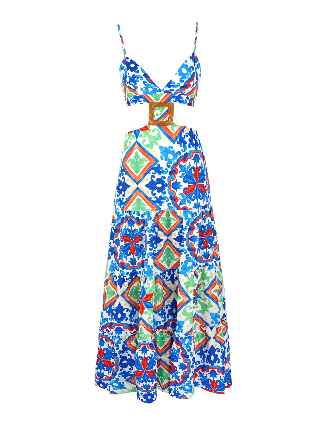 Spaghetti Strap Cutout Waist Two-Piece Maxi Skirt Set view 3