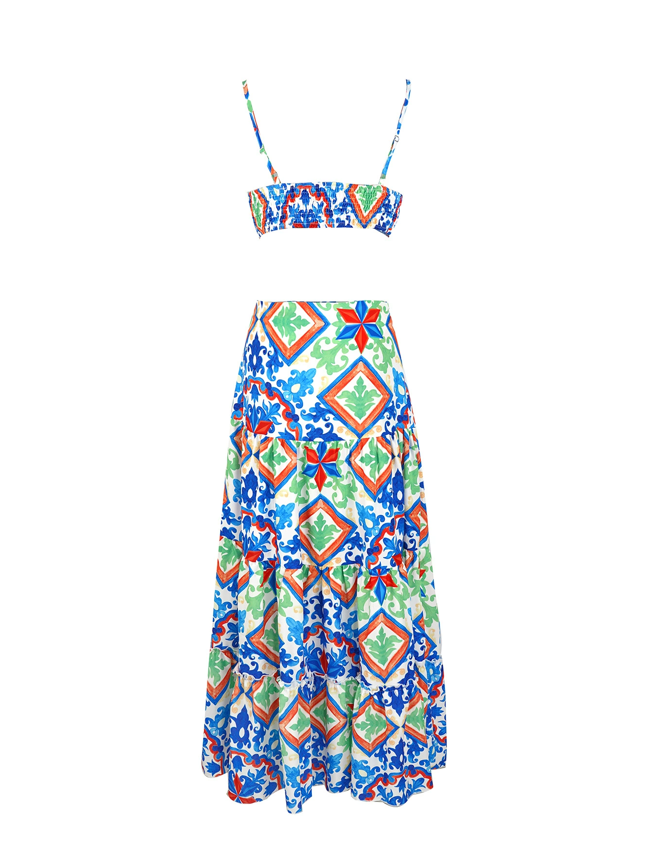 Spaghetti Strap Cutout Waist Two-Piece Maxi Skirt Set view 4