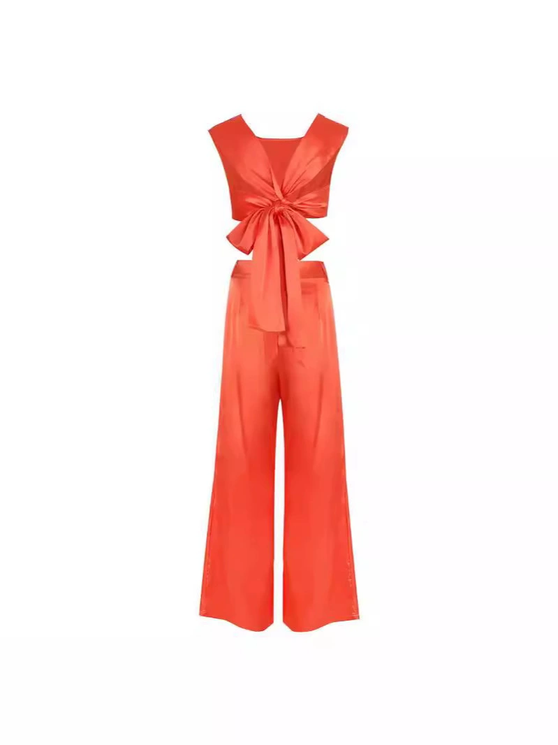 Sleeveless Crop Top and Wide-Leg Pants Two-Piece Set view 4