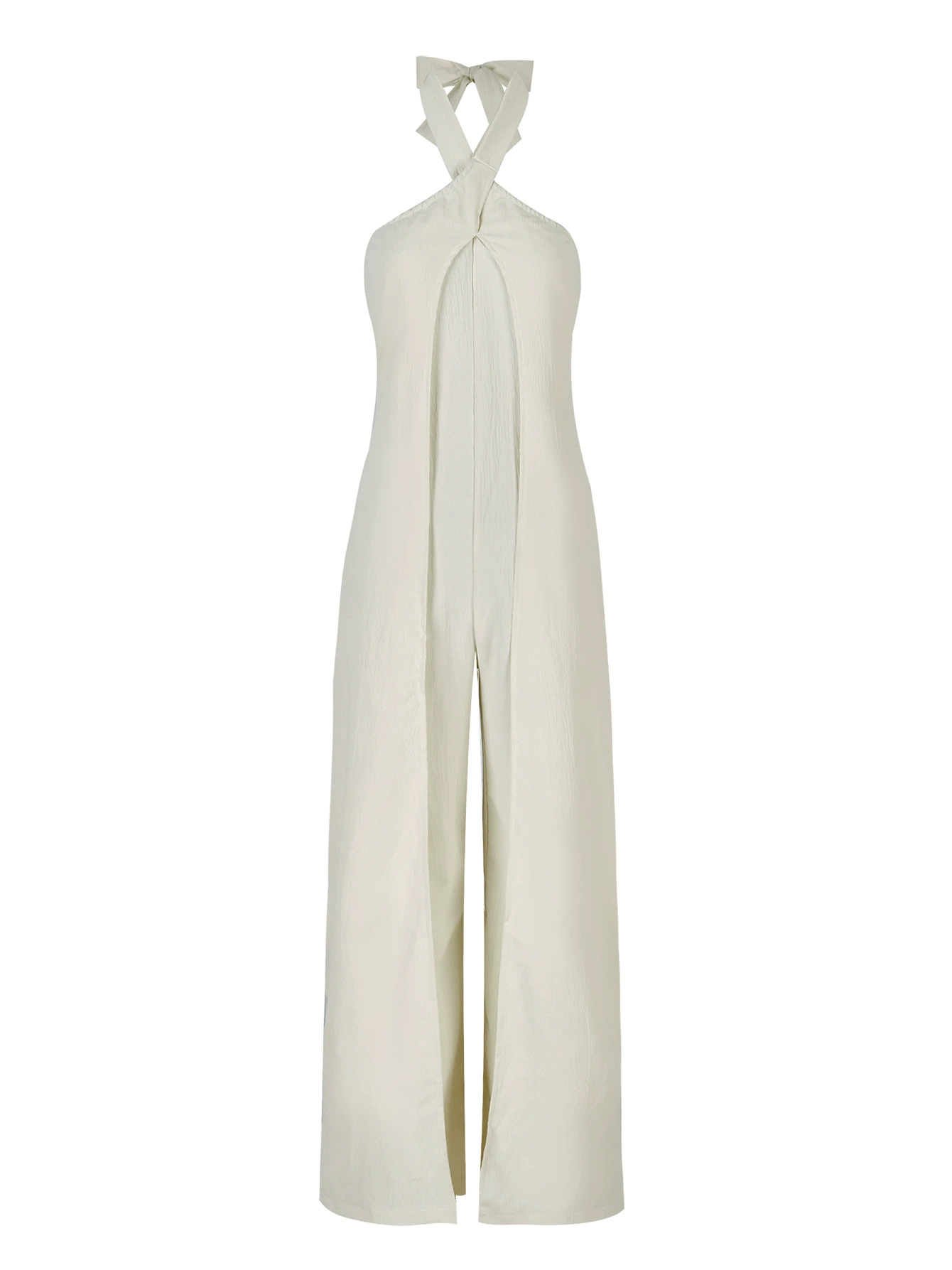 Halter Neck Cross Front Wide Leg Jumpsuit view 3