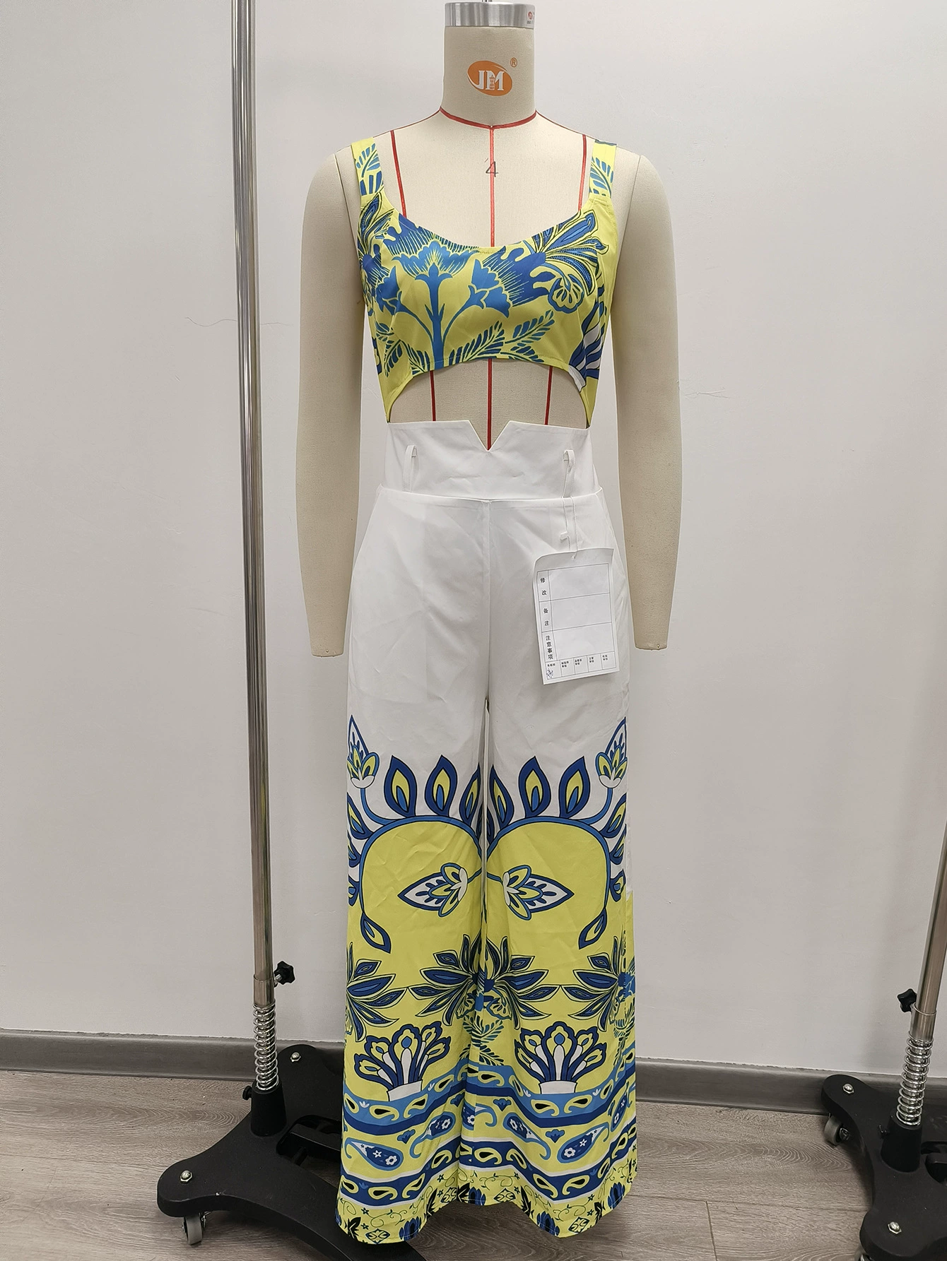 Women’s Spaghetti Strap Crop Top and High-Waist Wide-Leg Pants Set