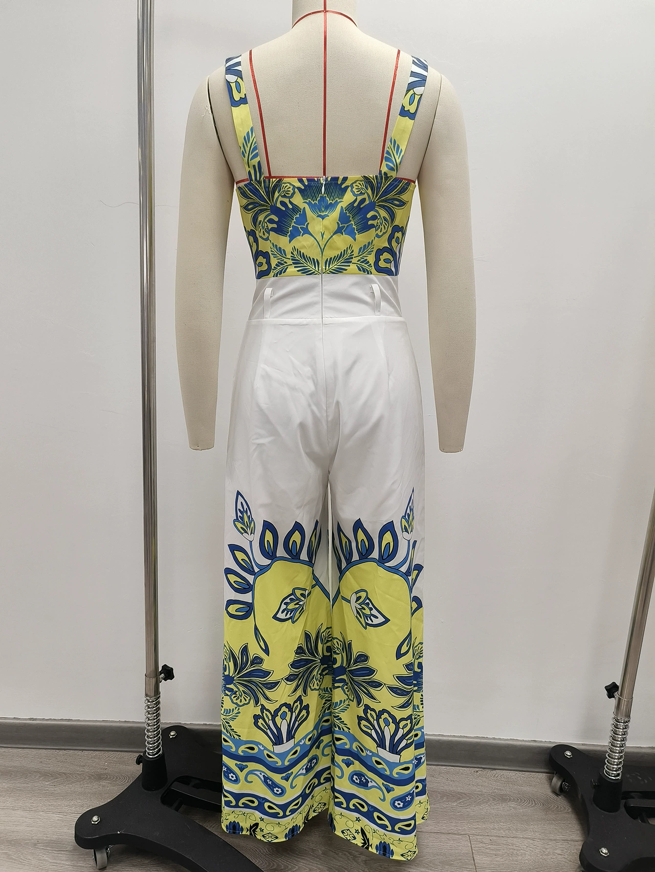 Women's Spaghetti Strap Crop Top and High-Waist Wide-Leg Pants Set view 3