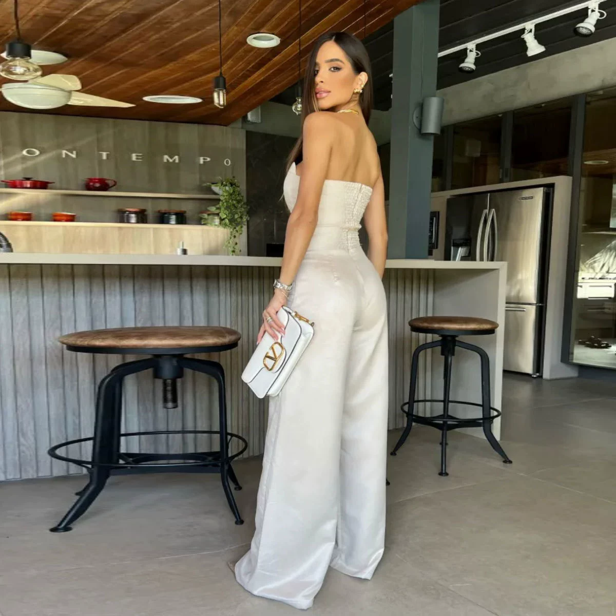 Strapless Corset Wide-Leg Jumpsuit