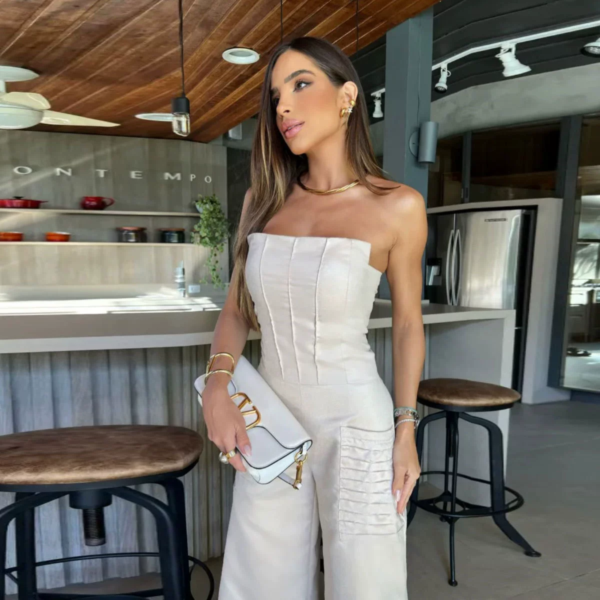 Strapless Corset Wide-Leg Jumpsuit view 3