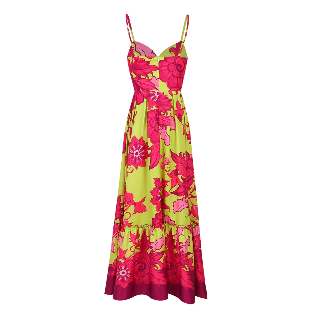 Spaghetti Strap V-Neck Maxi Dress with Built-in Cups and Front Slit view 4