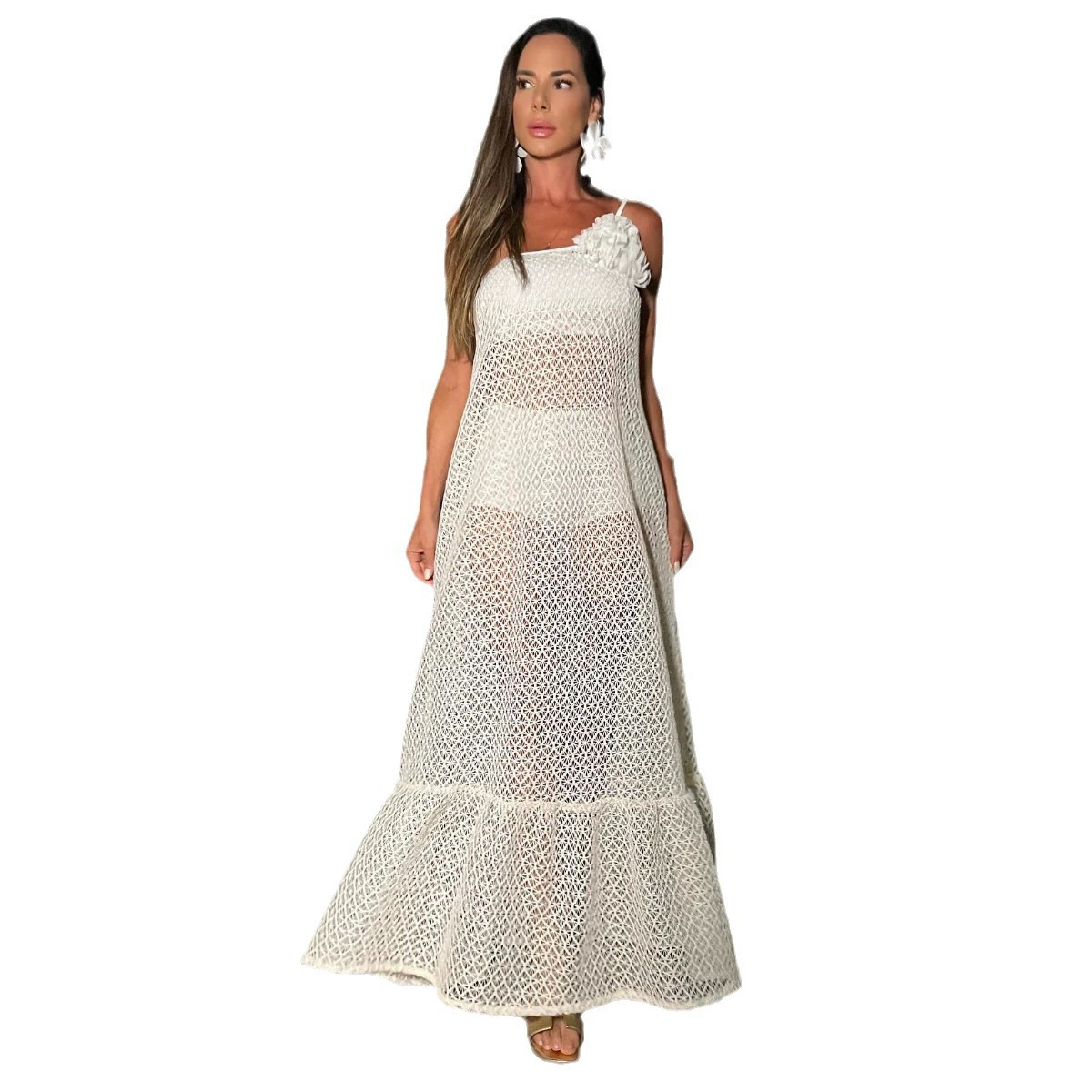 One-Shoulder Maxi Dress with Ruffle Hem view 5