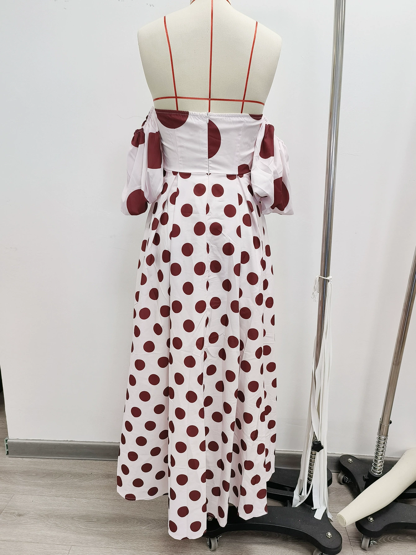 Sweetheart Neckline Puff Sleeve Cutout Maxi Dress view 4