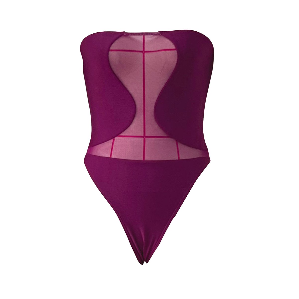 Burgundy swimsuit without chest pads