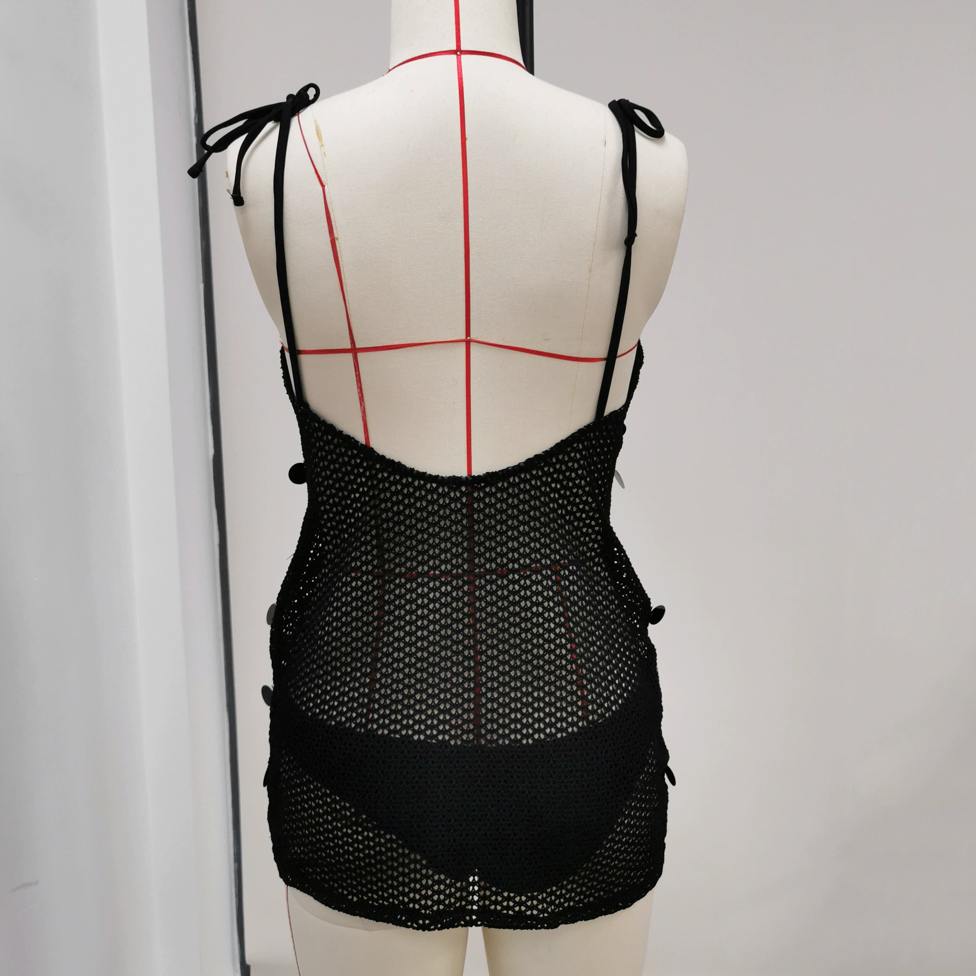 Plunging V-Neck Self-Tie Strap Bodycon Mini Dress view 4