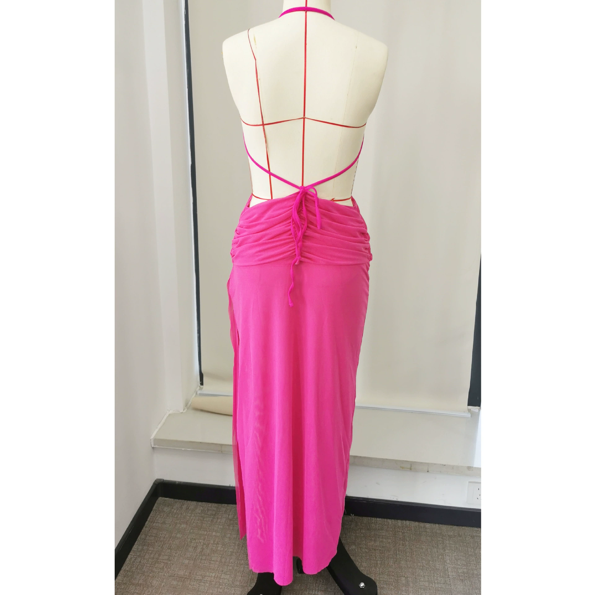 Backless Halter Maxi Dress with Side Slit view 4
