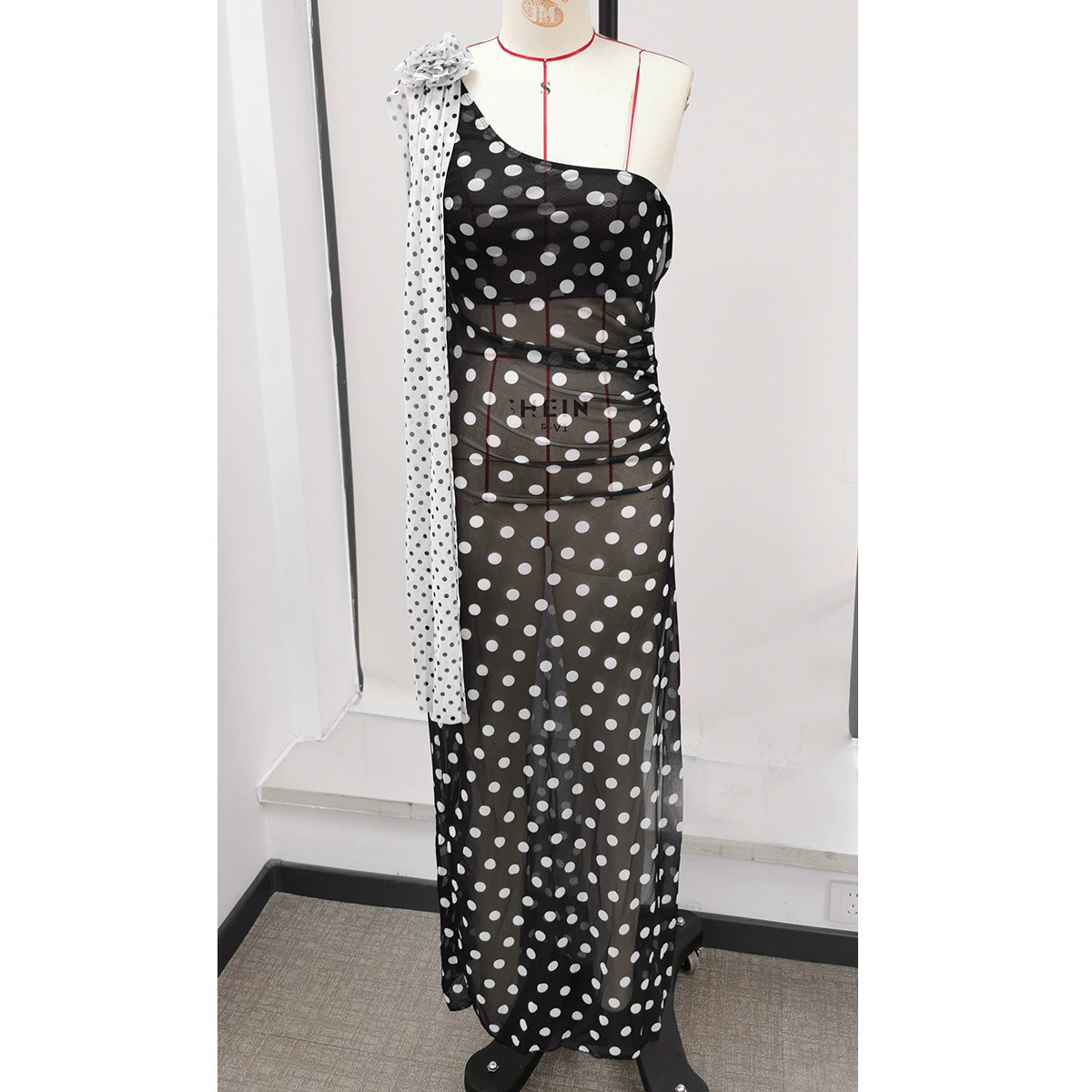 One-Shoulder Maxi Dress with Sash and High Slit view 3