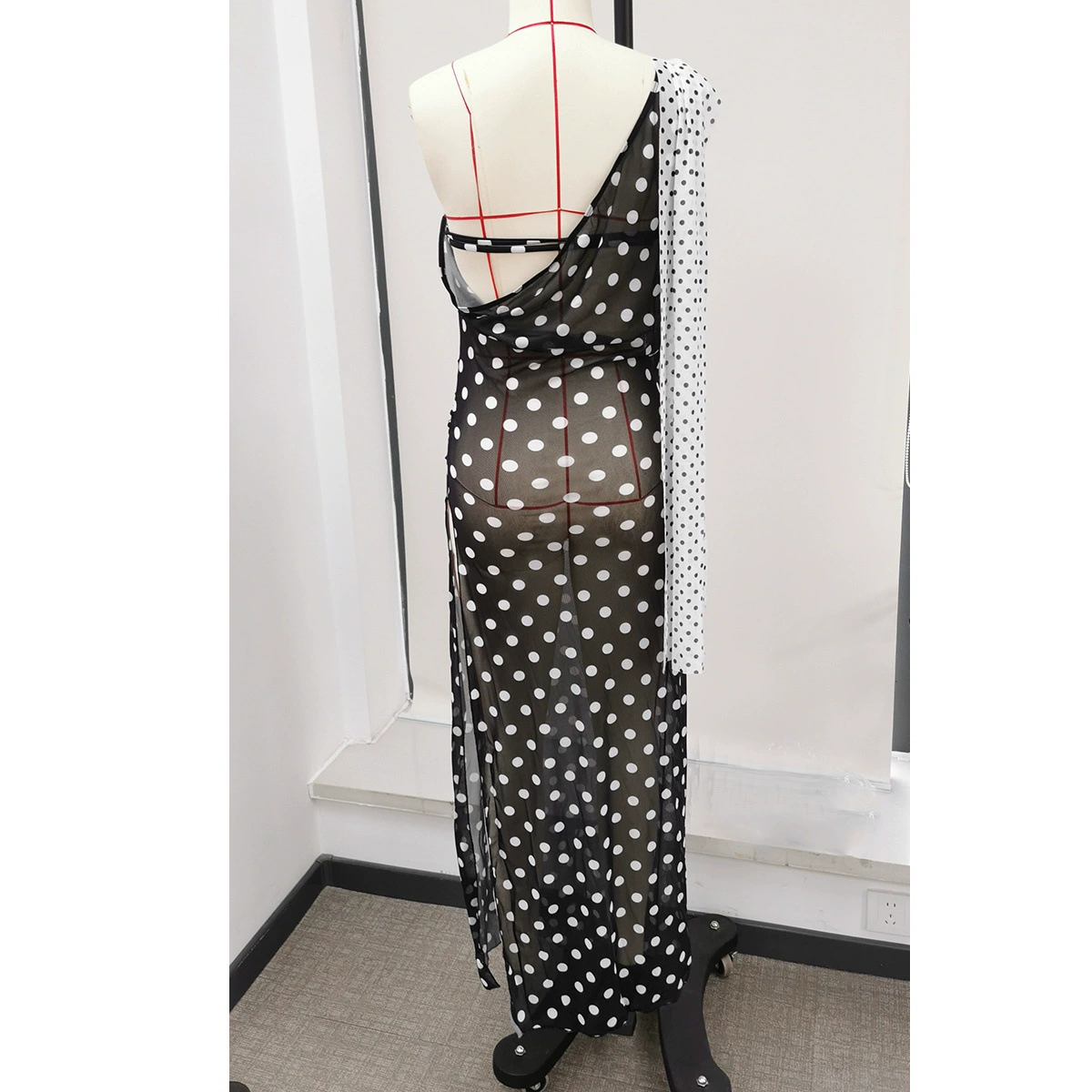 One-Shoulder Maxi Dress with Sash and High Slit view 4