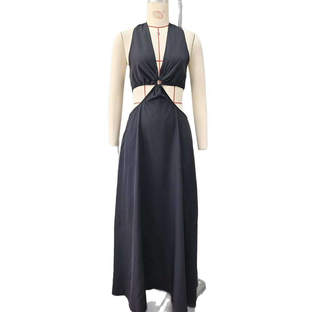 Halter Neck Cutout Maxi Dress with Back Bow Ties view 5