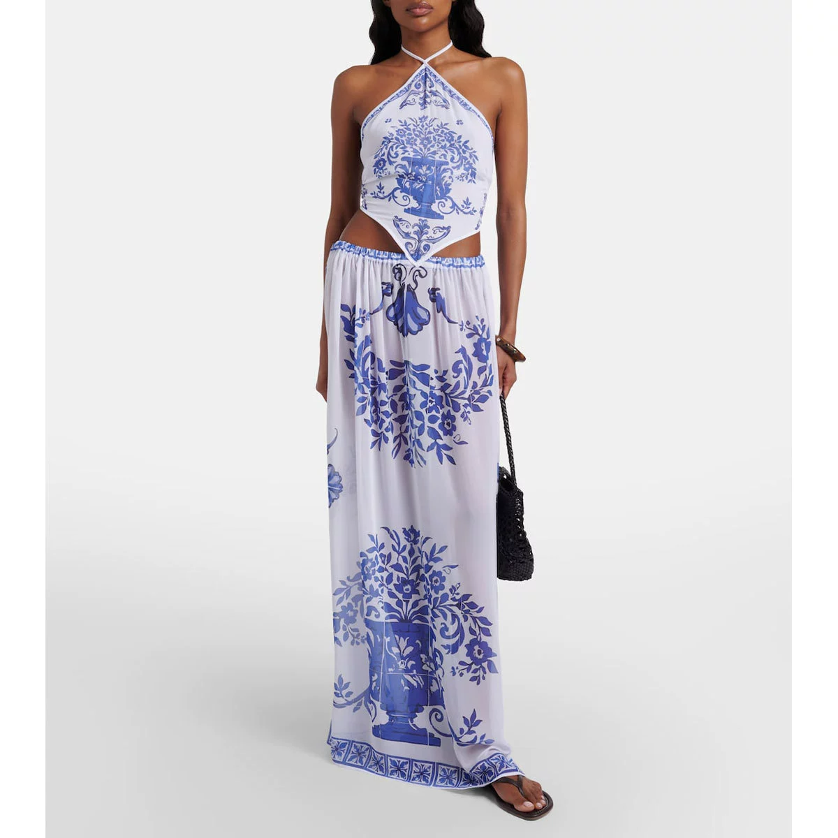 Halter Neck Crop Top and Maxi Skirt Set