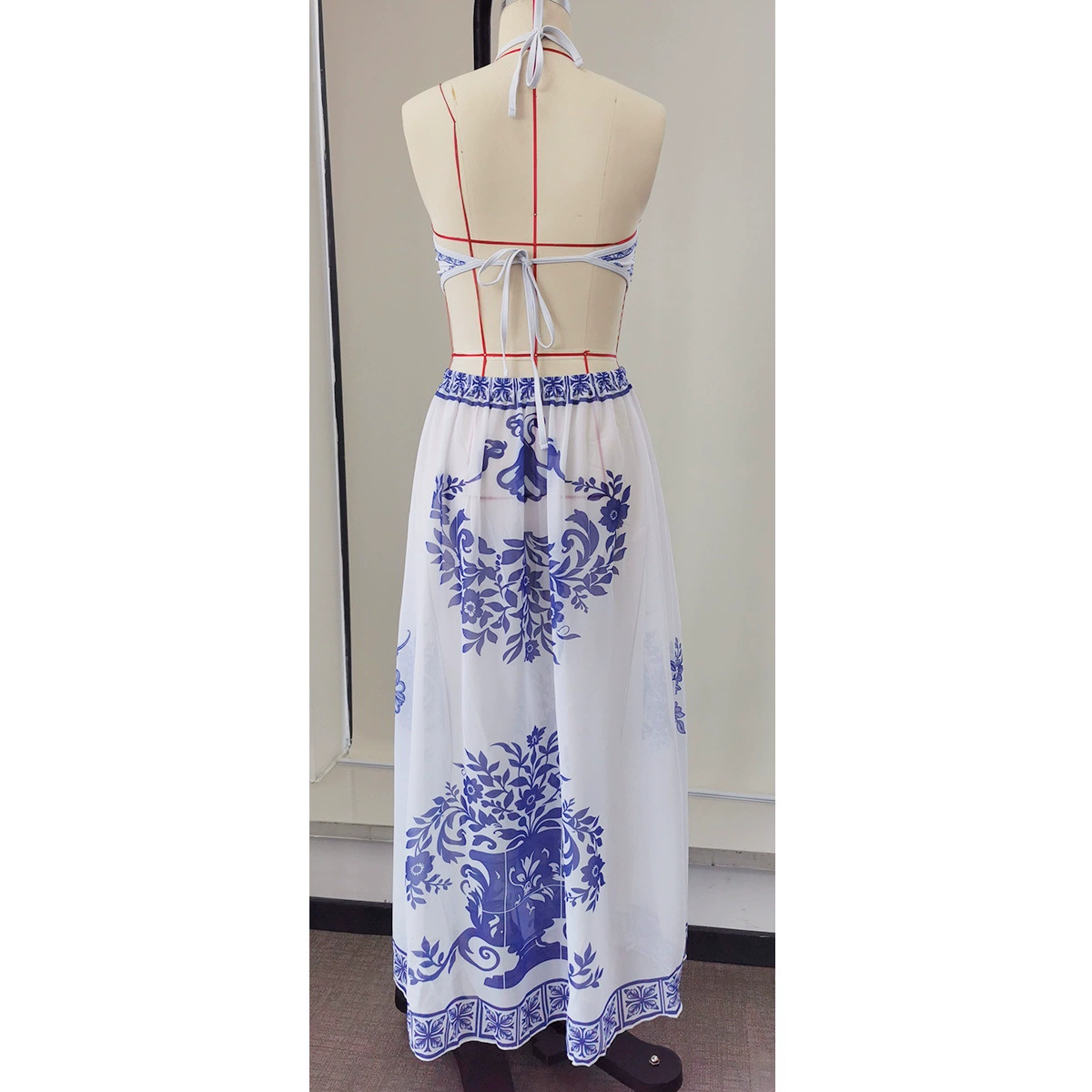 Halter Neck Crop Top and Maxi Skirt Set view 4