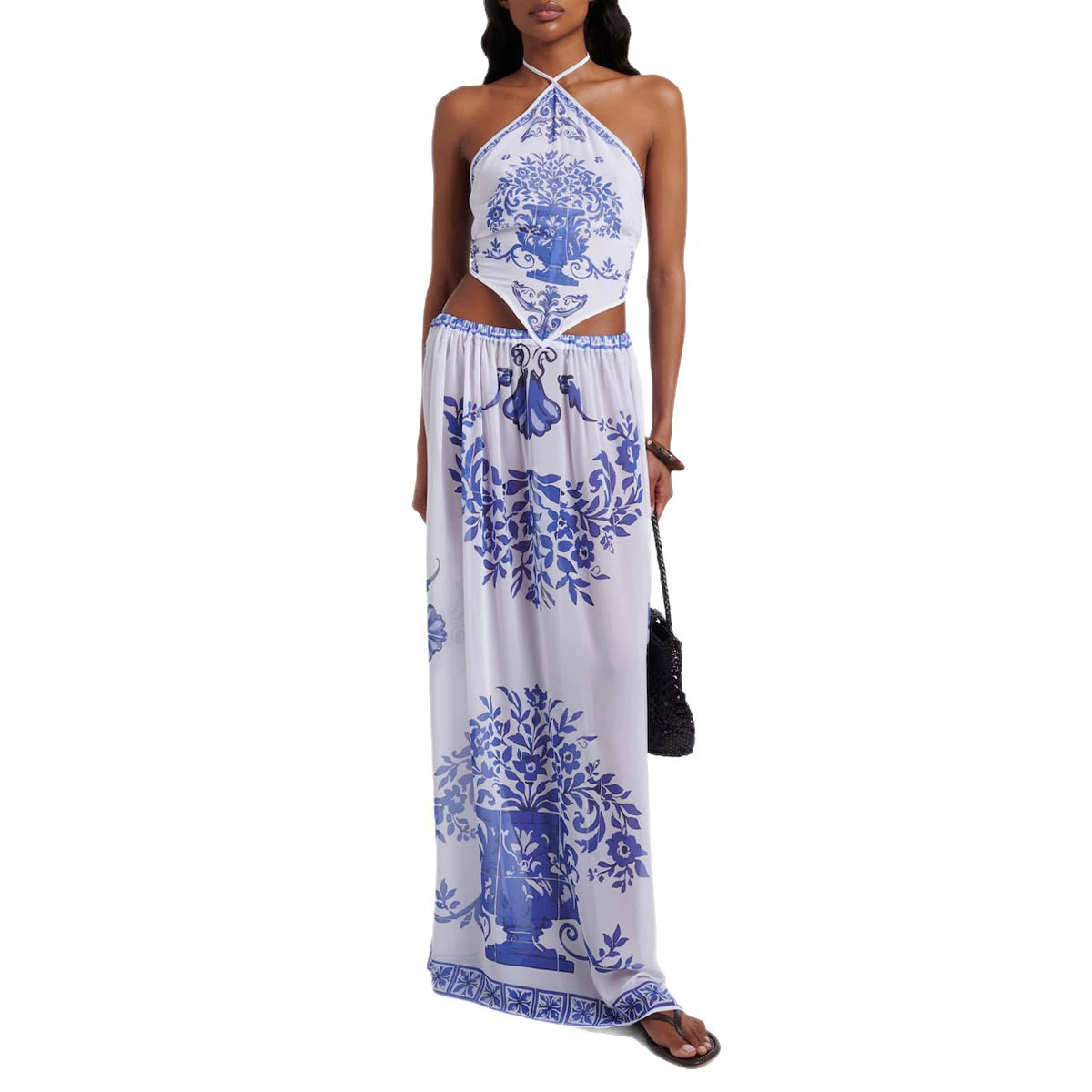 Halter Neck Crop Top and Maxi Skirt Set view 5