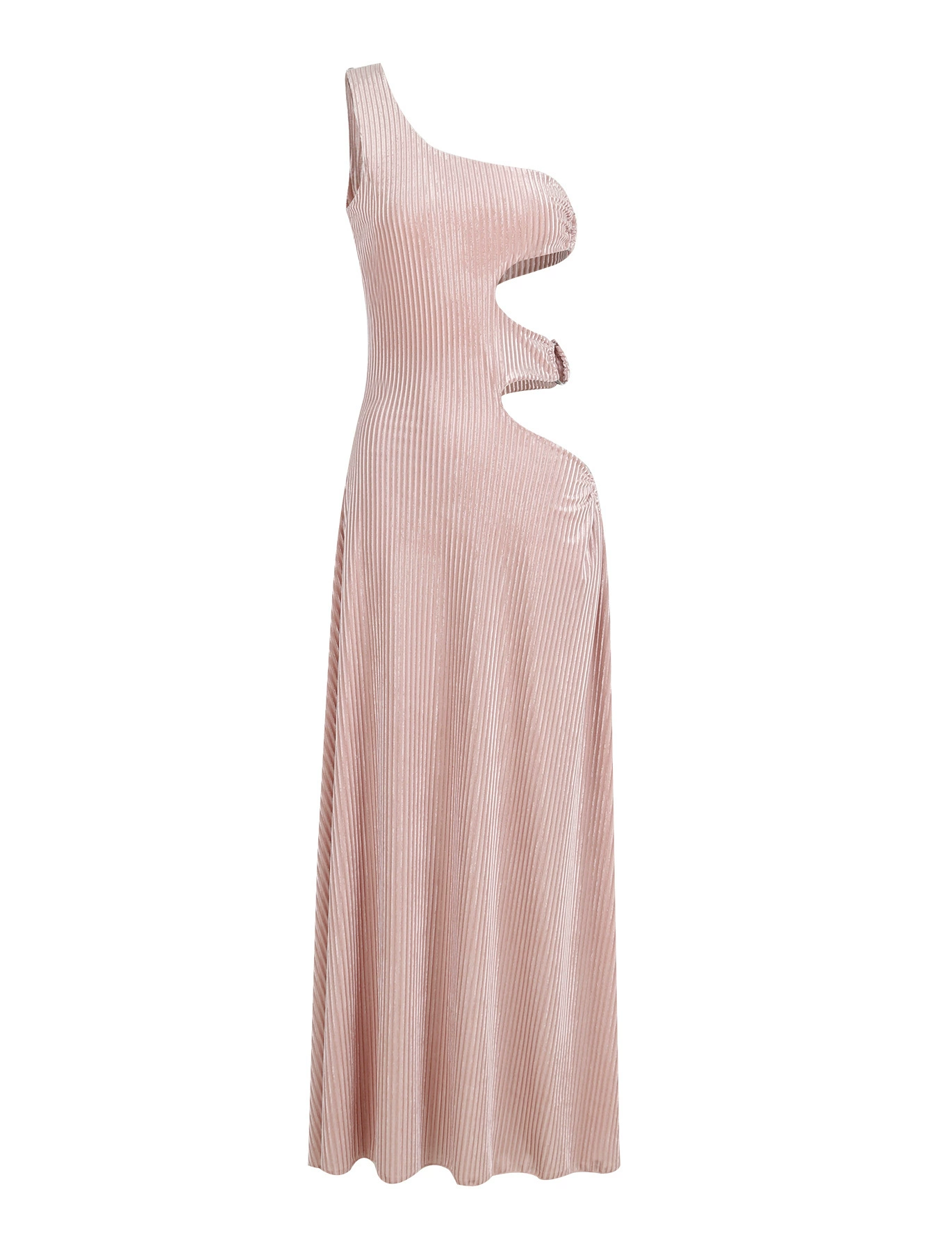 Asymmetric One-Shoulder Cutout Maxi Dress view 3
