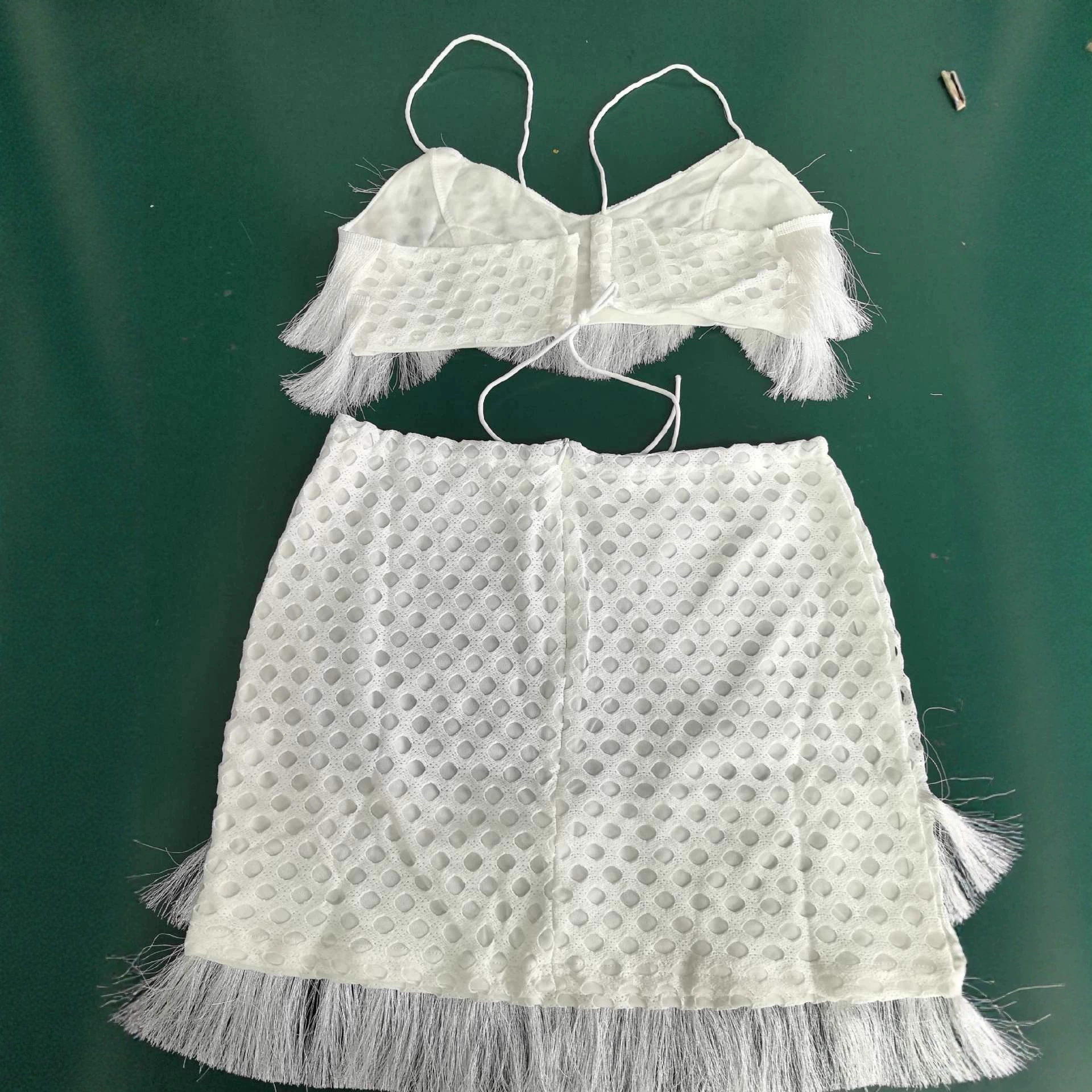 Fringed Crop Top and Mini Skirt Set view 4