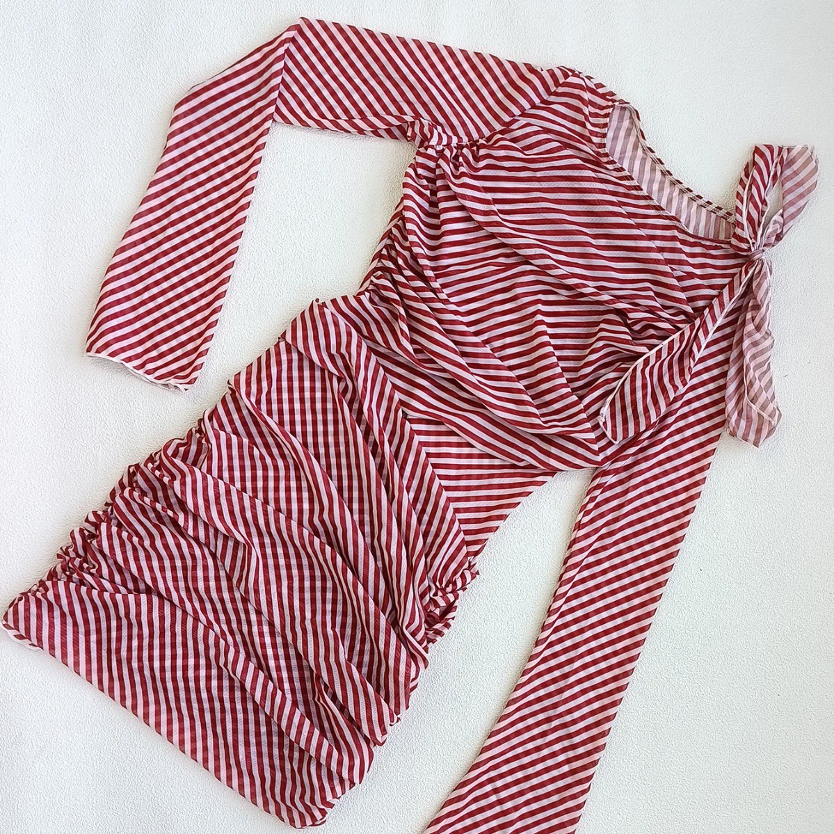 Tie Shoulder Long Sleeve Ruched Mini Dress view 3