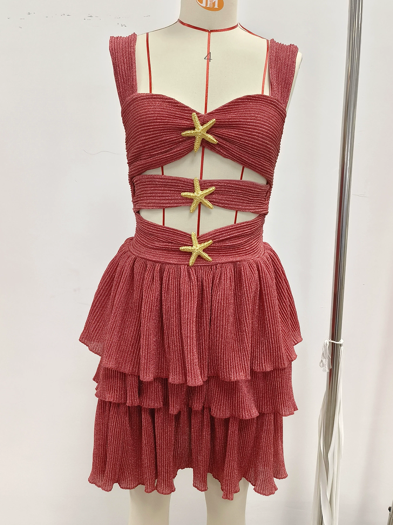 Sweetheart Neckline Cutout Tiered Mini Dress view 3