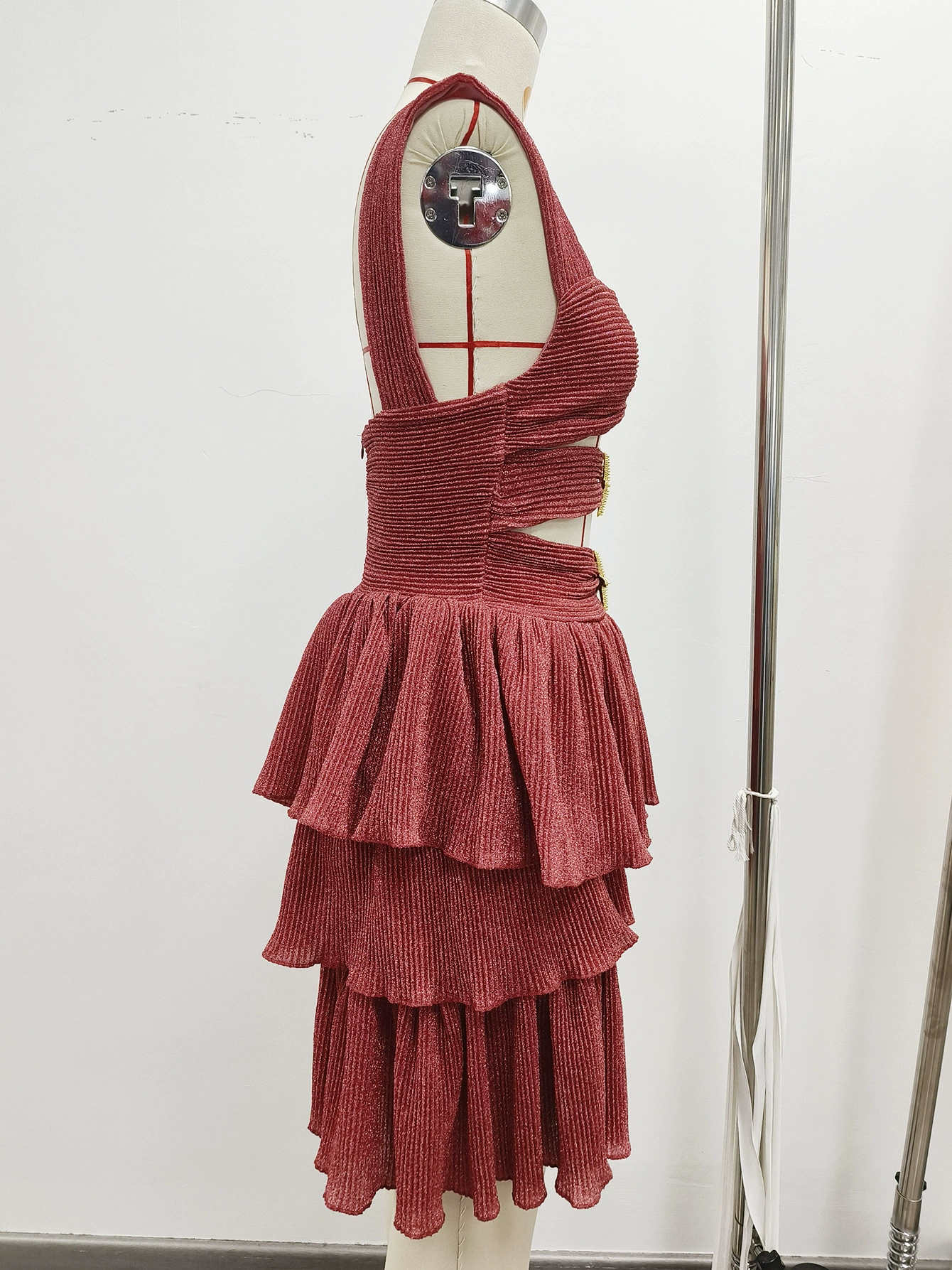 Sweetheart Neckline Cutout Tiered Mini Dress view 4