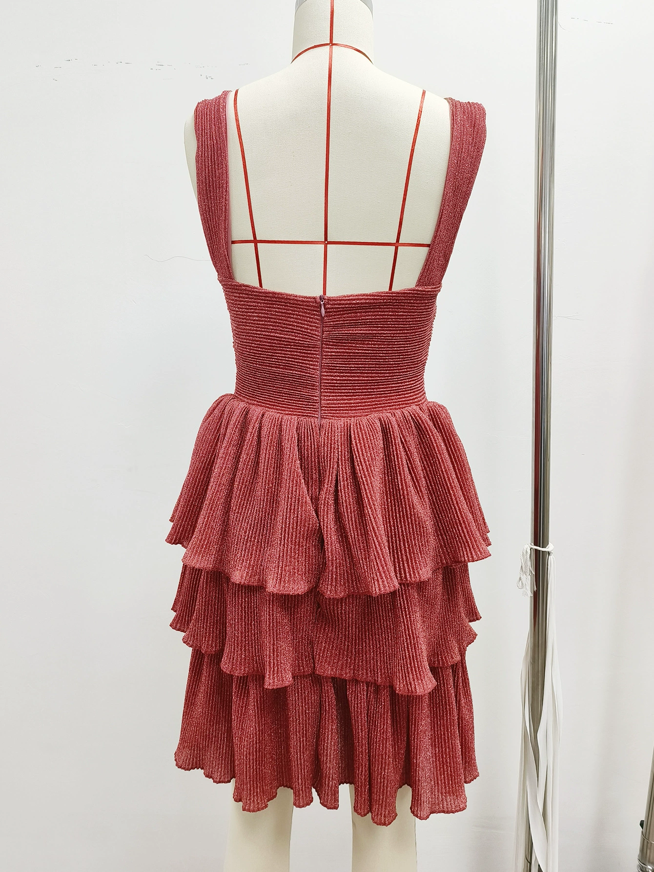 Sweetheart Neckline Cutout Tiered Mini Dress view 5