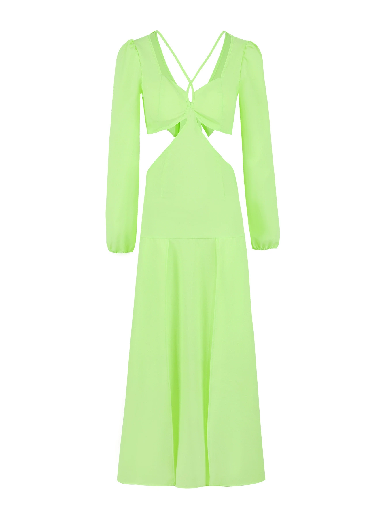 Long Sleeve Cutout Maxi Dress with High Slit
