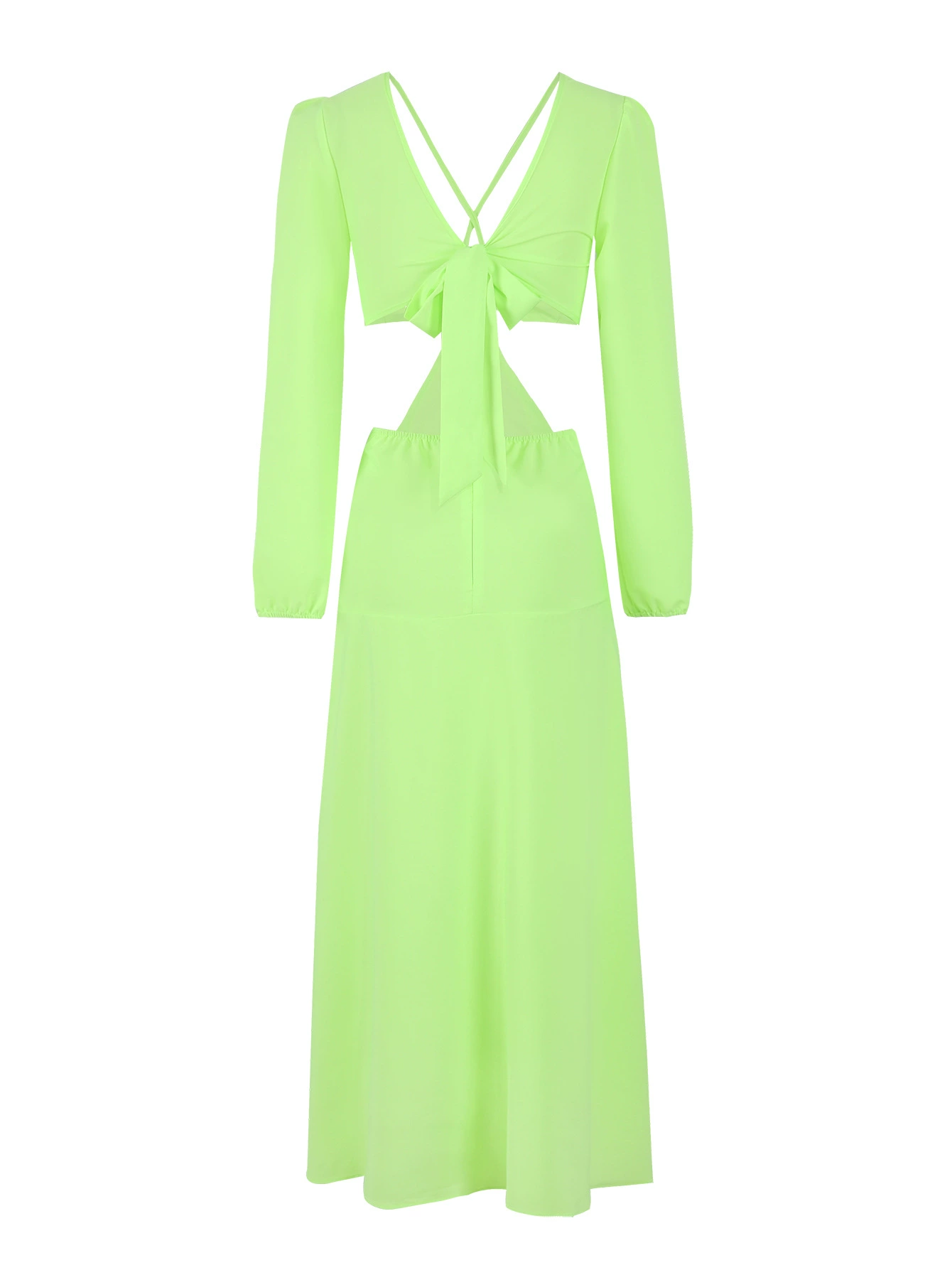 Long Sleeve Cutout Maxi Dress with High Slit view 3