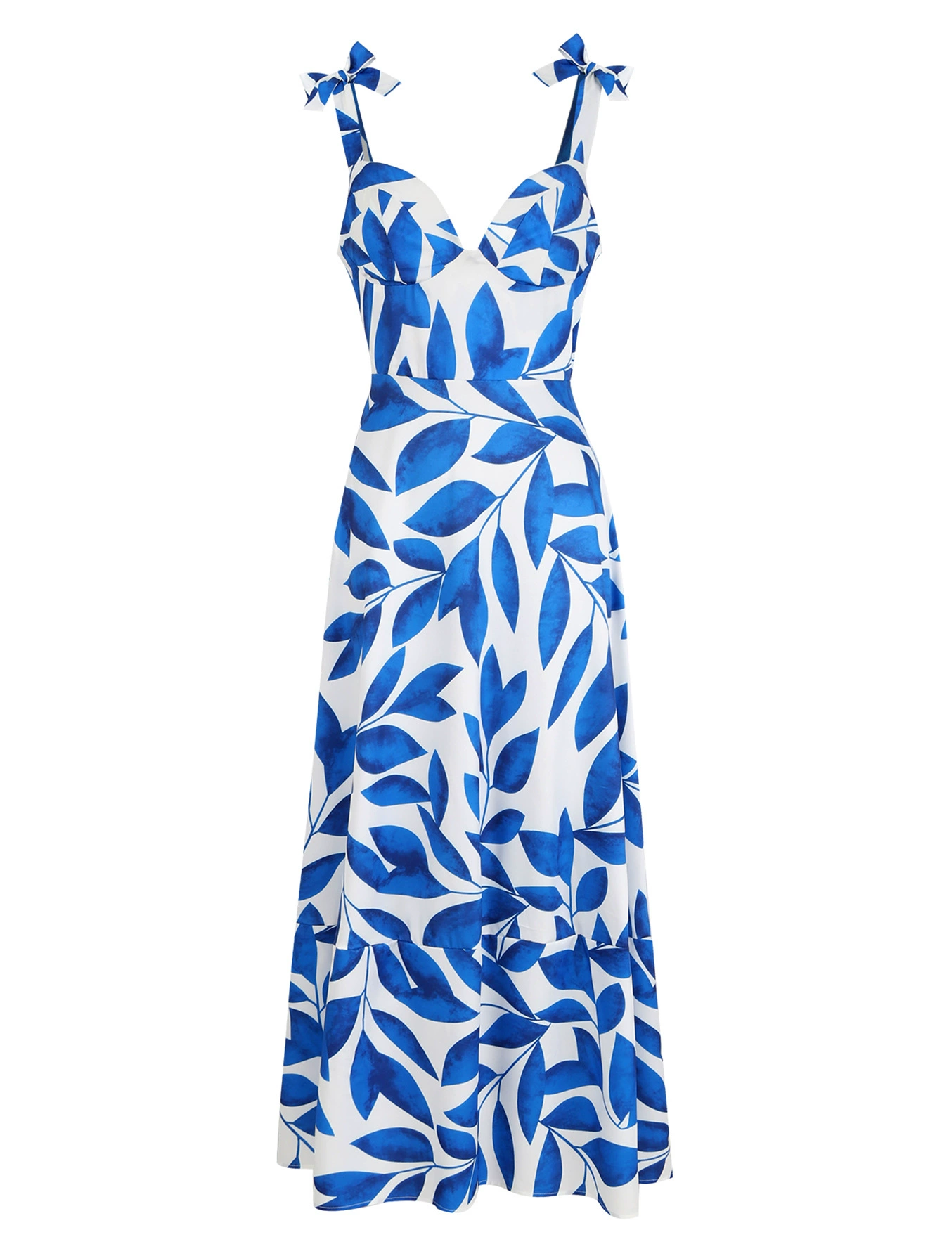 Sweetheart Tie-Shoulder A-Line Maxi Dress