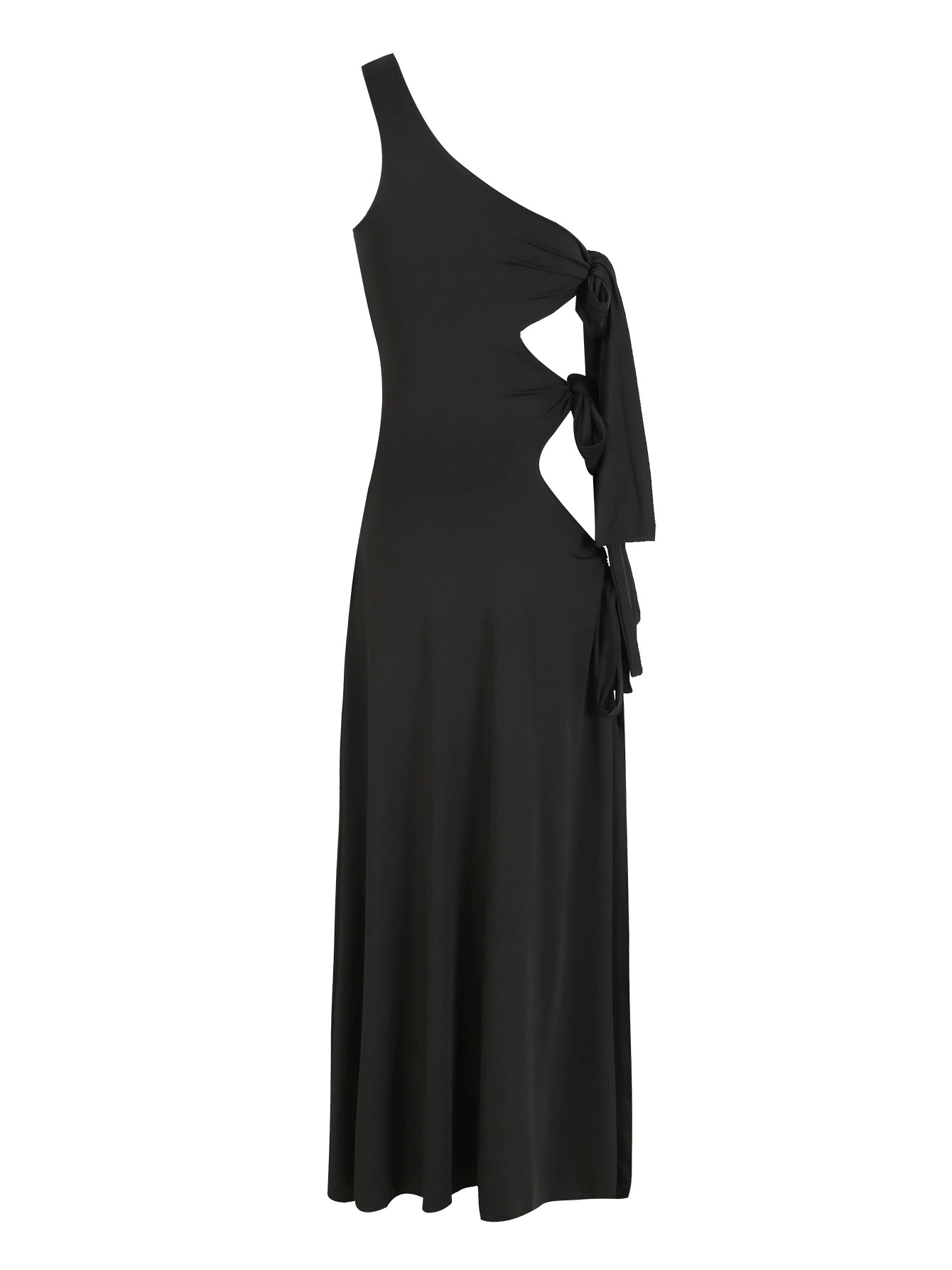 One-Shoulder Cutout Maxi Dress with Side Tie and High Slit view 3