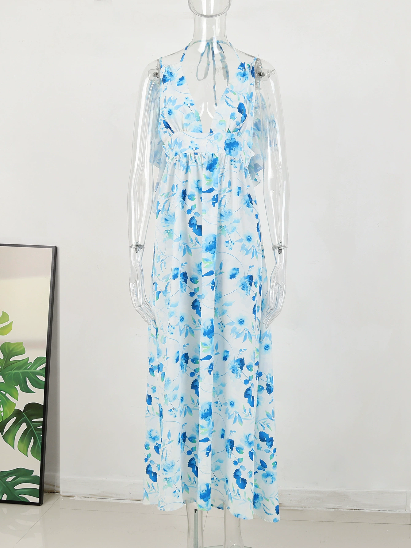 Sleeveless Deep V-Neck Backless Maxi Dress view 4