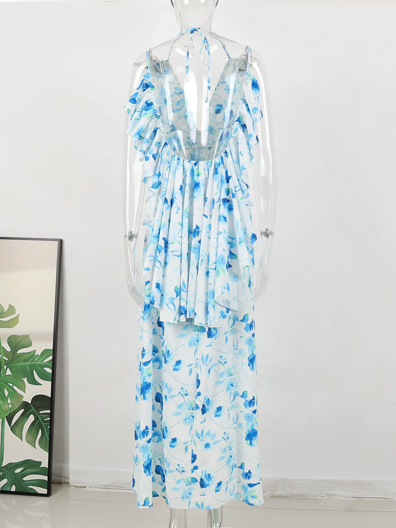 Sleeveless Deep V-Neck Backless Maxi Dress view 5