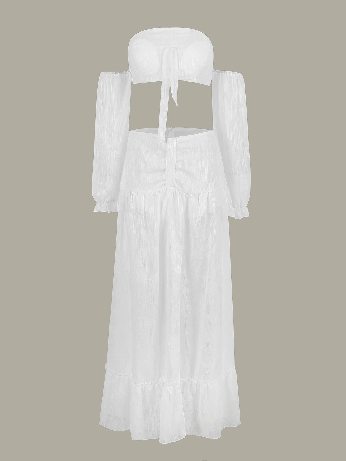 Women’s Two-Piece Off-Shoulder Bandeau Top and Slit Maxi Skirt Set