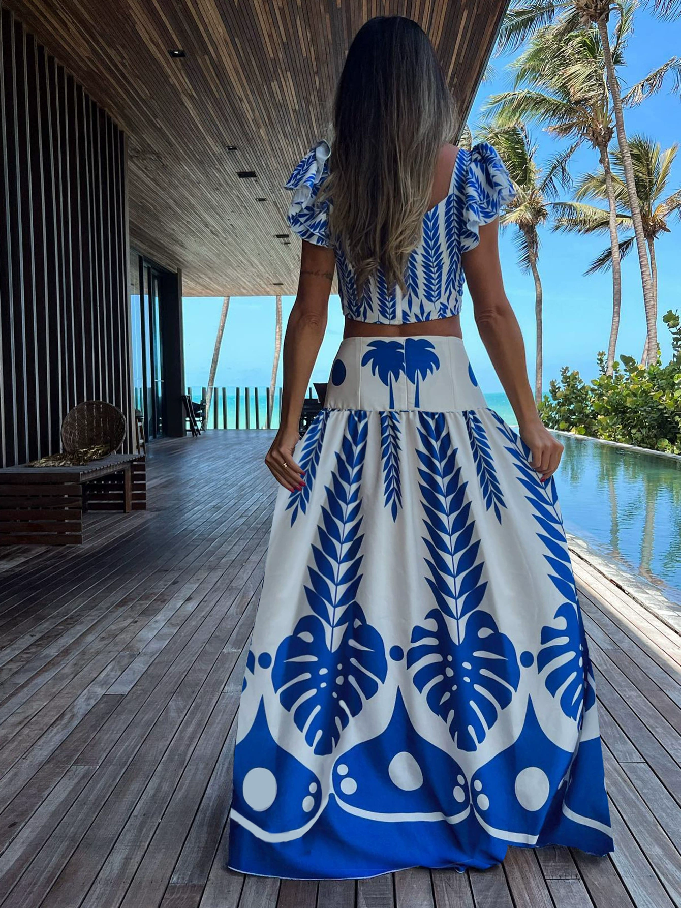 Two-Piece Crop Top and Maxi Skirt Set