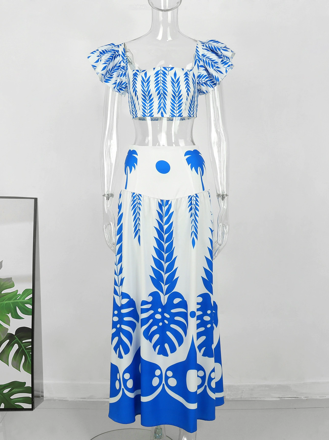 Two-Piece Crop Top and Maxi Skirt Set view 4