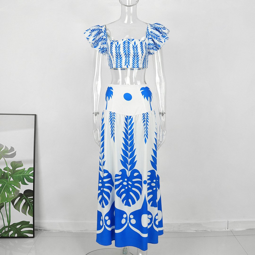 White background with blue leaf print (no further restocking)