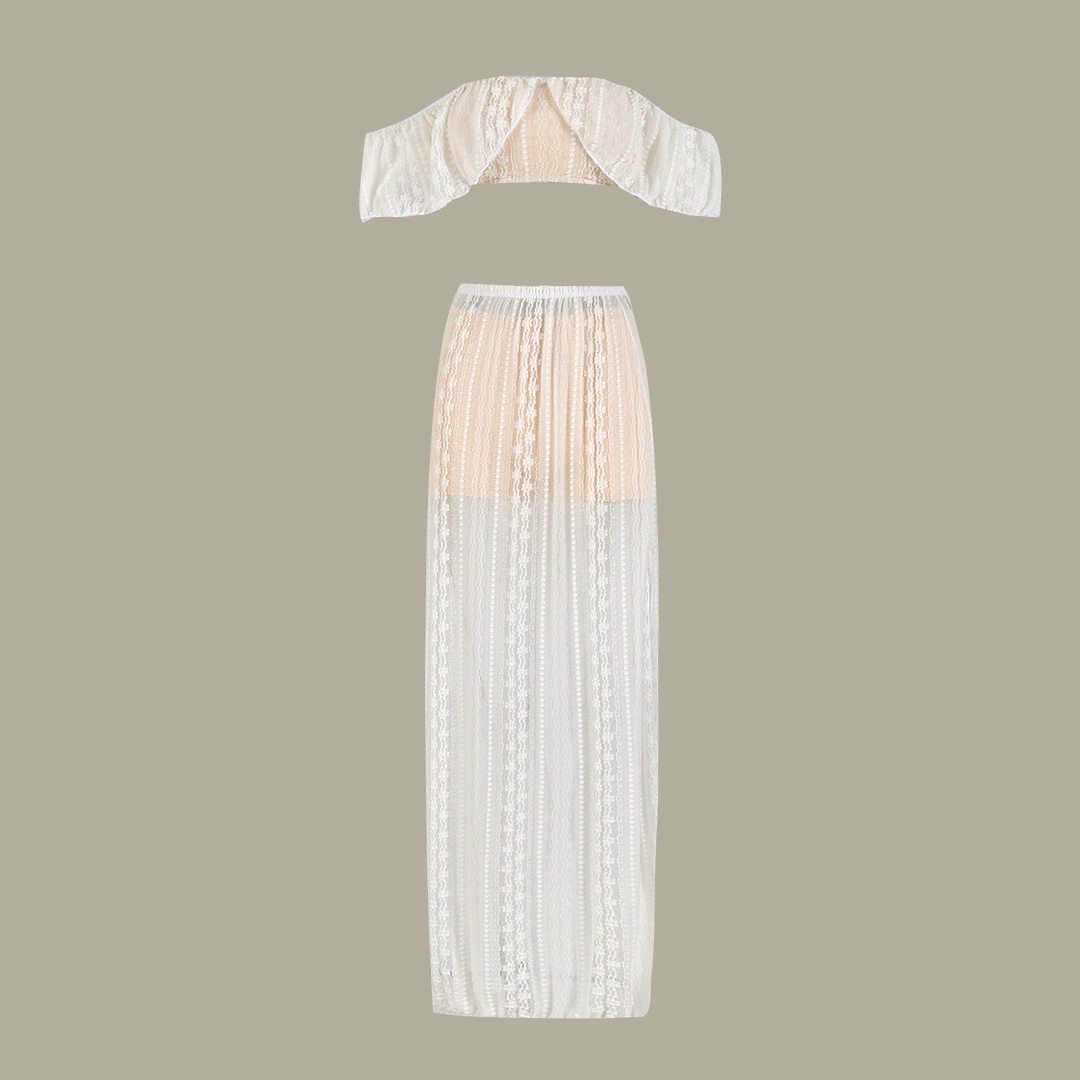 Two-Piece Off-Shoulder Crop Top and Maxi Skirt Set view 3