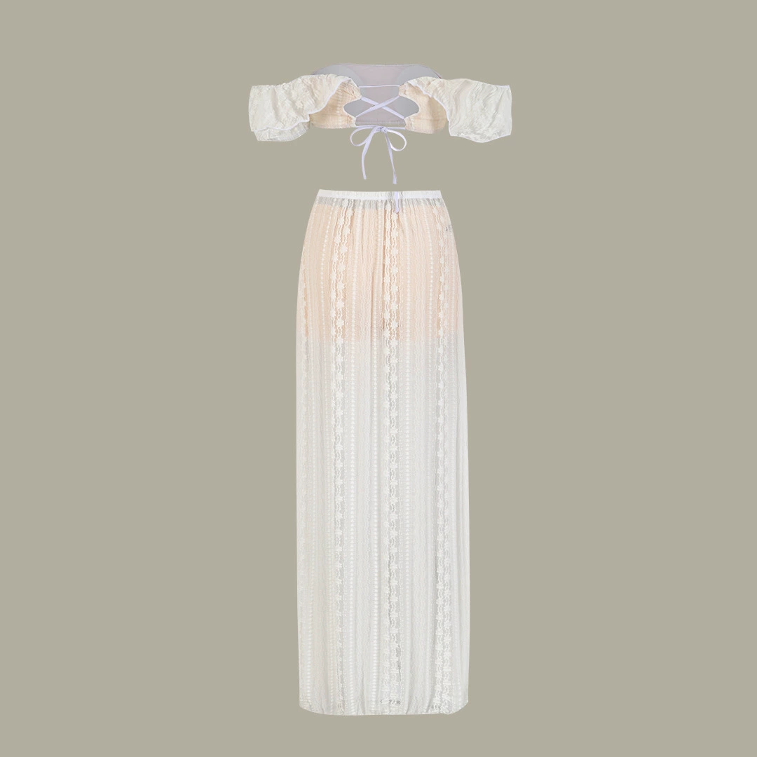Two-Piece Off-Shoulder Crop Top and Maxi Skirt Set view 4