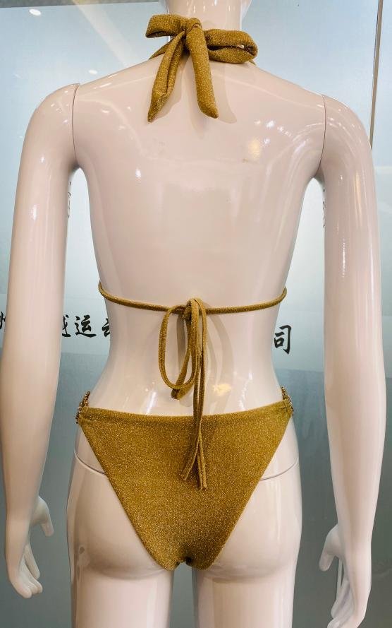 Premium Gold Shimmer Halter Bikini Set