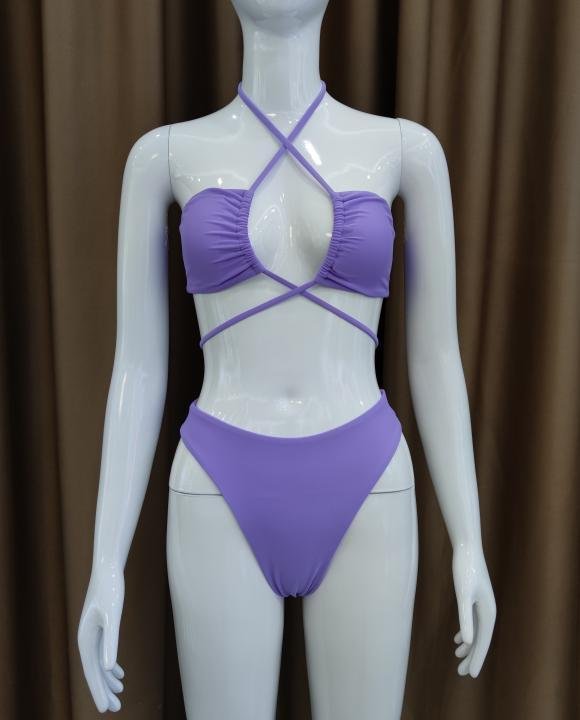 Lilac Strappy Halter Bikini Set