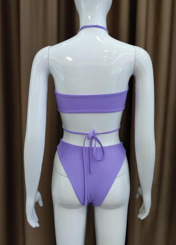 Lilac Strappy Halter Bikini Set