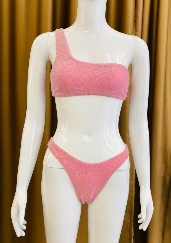 Premium Shimmer One-Shoulder Bikini Set