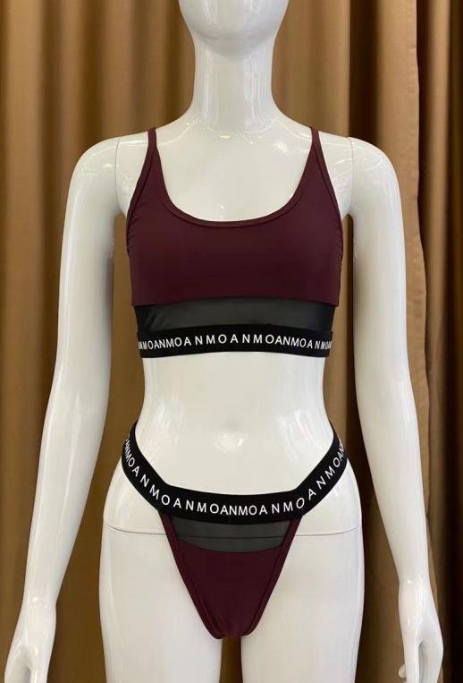 Premium Burgundy Sporty Bikini Set with Branded Elastic Bands