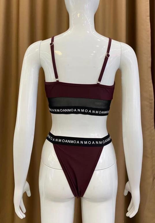 Premium Burgundy Sporty Bikini Set with Branded Elastic Bands