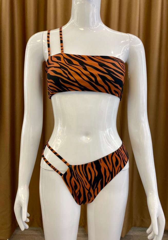 Premium Tiger Print Two-Piece Bikini Set
