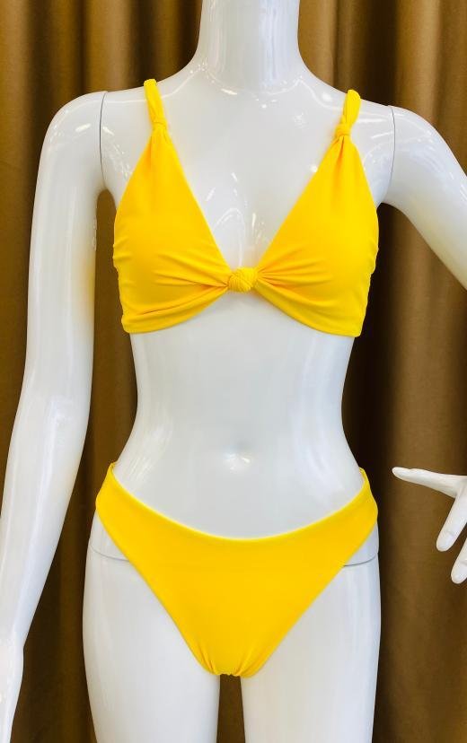 Premium Yellow Tie-Front Bikini Set